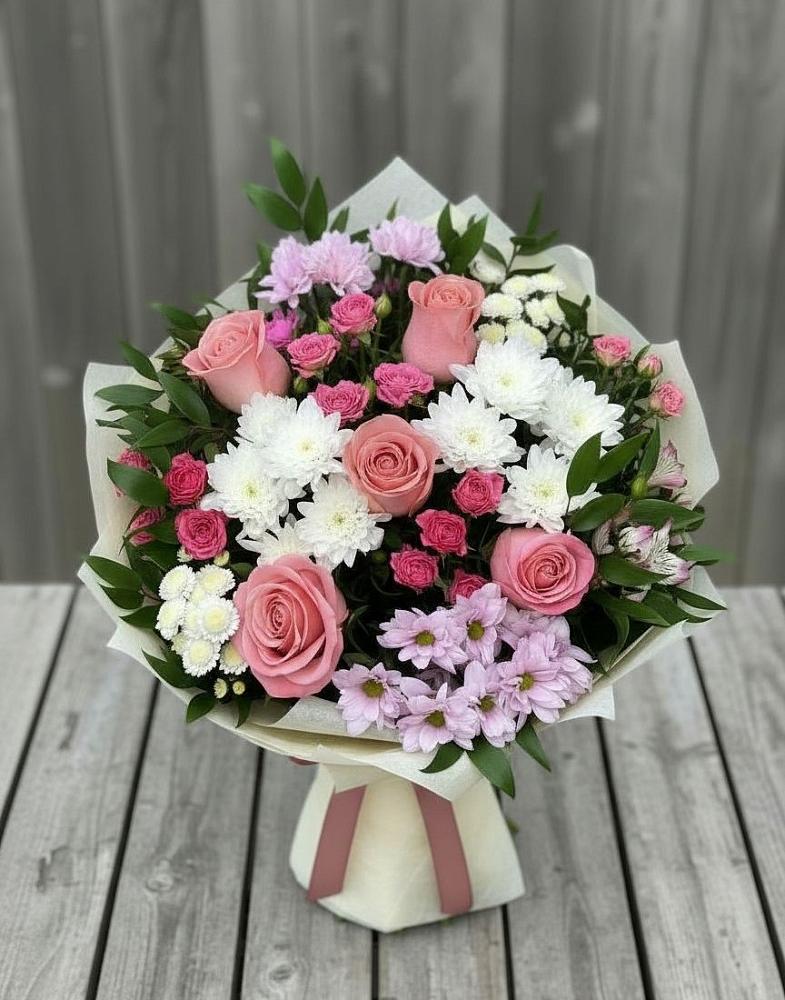 Букет цветов из: Альстромерии, Гвоздики, Розы и Хризантемы в Сотниковском