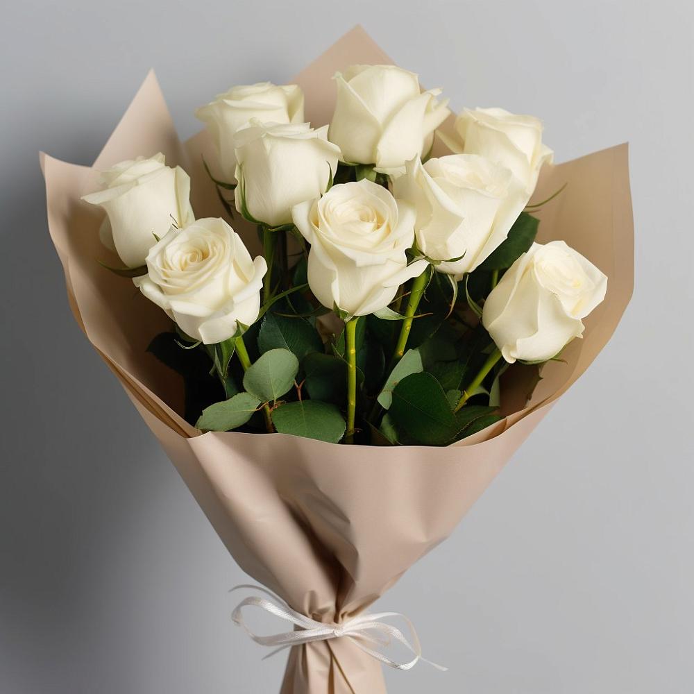 Букет 9 Белых роз Эдлесс Лав в Сотниковском