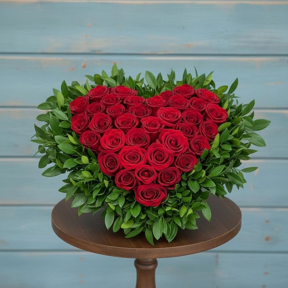 Цветочная композиция из Розы в виде сердца в Сотниковском