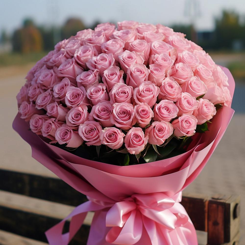 Букет 101 Розовая роза Хэвэн в Сотниковском