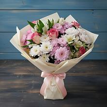 Букет цветов из:  Хризантемы, Альстромерии и Розы в Сотниковском