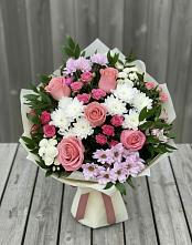 Букет цветов из:  Альстромерии, Гвоздики, Розы и Хризантемы в Сотниковском