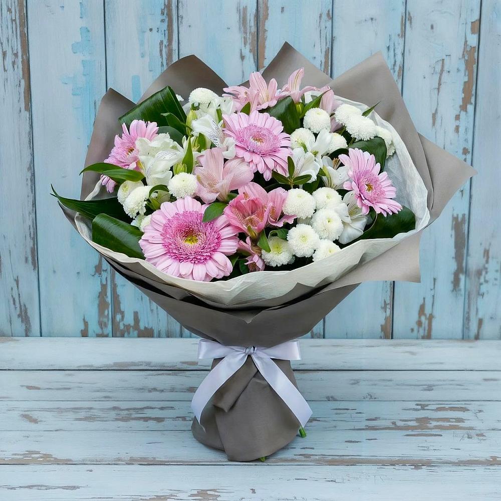 Букет цветов из: Герберы, Альстромерии и Хризантемы в Сотниковском