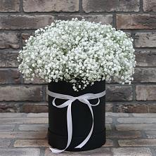 Цветочная композиция из Гипсофила в шляпной коробке в Сотниковском